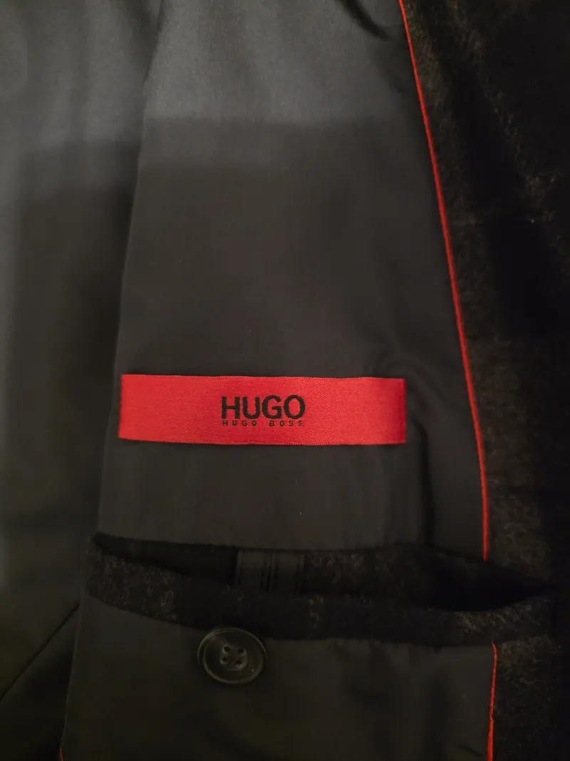 HUGO BOSS Herren Sakko Gr. 50 Kariert Wolle Grau Blau Blazer 5