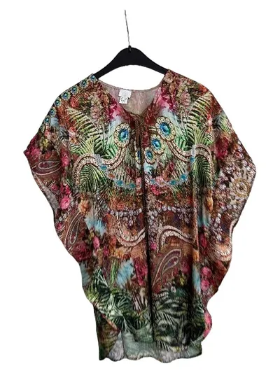 Alba Moda Damen Sommerkleid Kaftan Shirt Mehrfarbig Bohemian Gr. 40/42
