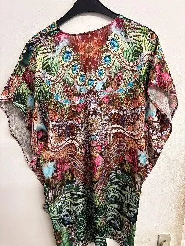 Alba Moda Damen Sommerkleid Kaftan Shirt Mehrfarbig Bohemian Gr. 40/42