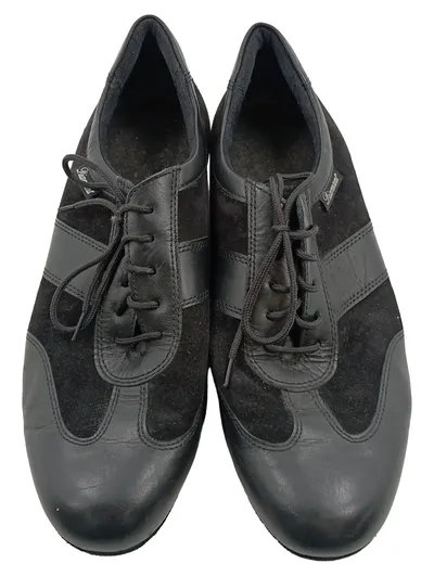 Diamant Damen Sneaker Leder Wildleder Schnürschuhe Schwarz Gr. 42
