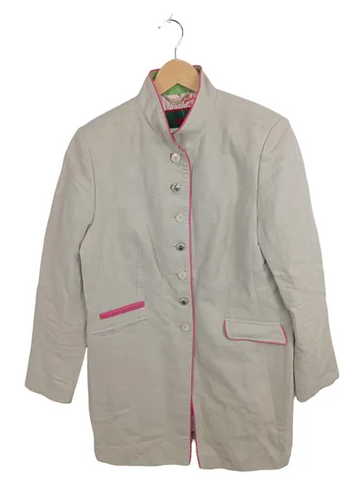 Reitmayer Damen Trachtenjacke Beige Gr. 44 Leinen Baumwolle Pink