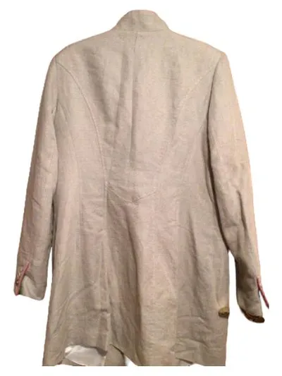 Reitmayer Damen Trachtenjacke Beige Gr. 44 Leinen Baumwolle Pink