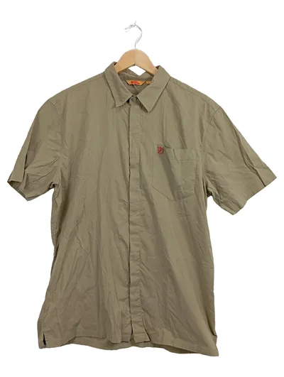 Fjällräven Kurzarmhemd Bluse Damen Gr. XL Beige Outdoor Baumwolle