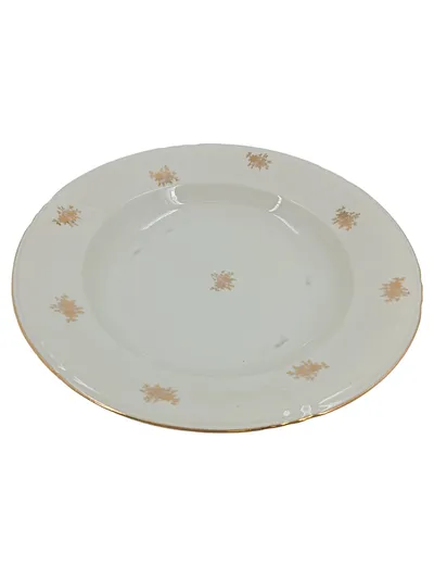 Bavaria Kuchenteller Porzellan Weiß Goldrand Blumenmuster 24 cm
