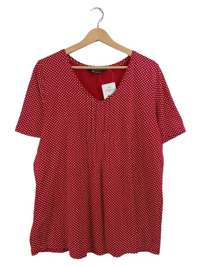 Ulla Popken Damen T-Shirt Gr. 46/48 Rot Weiß Punkte Kurzarm Plus Size