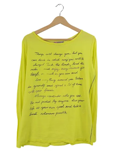 Comma Casual Identity Langarmshirt Damen Gr. 36 S Gelb Schriftzug