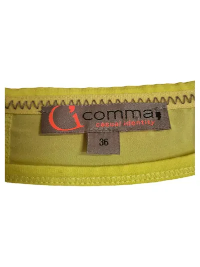 Comma Casual Identity Langarmshirt Damen Gr. 36 S Gelb Schriftzug