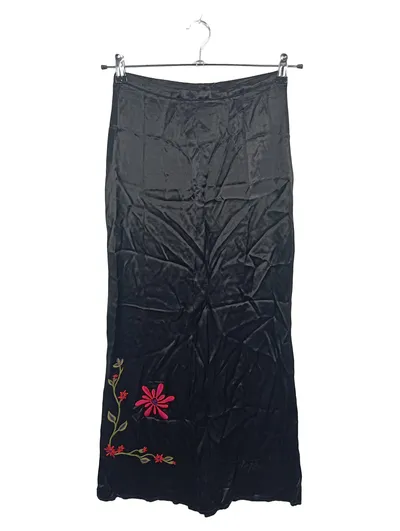 Morgan de Toi Damen Maxirock Schwarz Blumenstickerei Gr. 36 S Satin