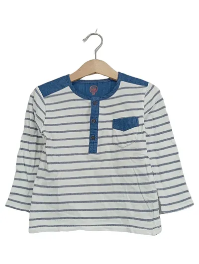 Cool Club Jungen Langarmshirt Gr. 98 gestreift Denim-Details weiß blau