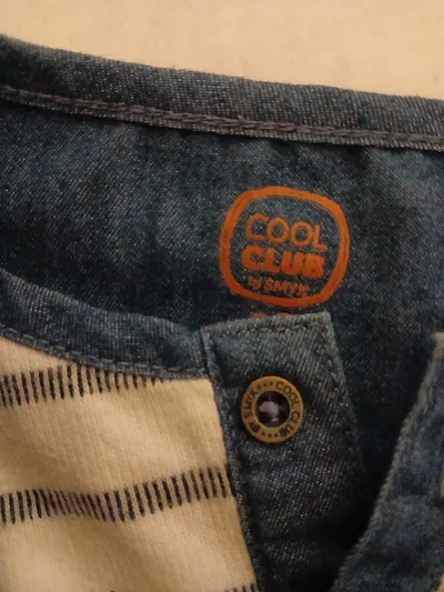 Cool Club Jungen Langarmshirt Gr. 98 gestreift Denim-Details weiß blau