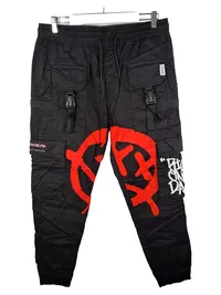 Black Squad Cargohose Herren M Schwarz Streetwear Jogger Print 1