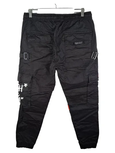 Black Squad Cargohose Herren M Schwarz Streetwear Jogger Print