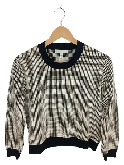 Nicole Farhi Damen Pullover Strick Schwarz Beige Gitter Gr. S