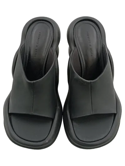 Charles & Keith Pantoletten Damen Schwarz Gr. 36 Chunky Modisch