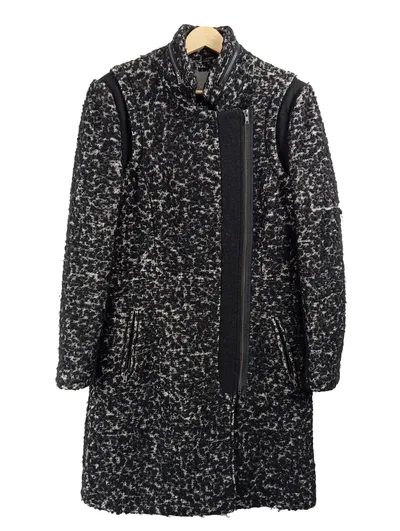 YASUKO Damen Übergangsmantel Bouclé Schwarz Grau Meliert Gr. L