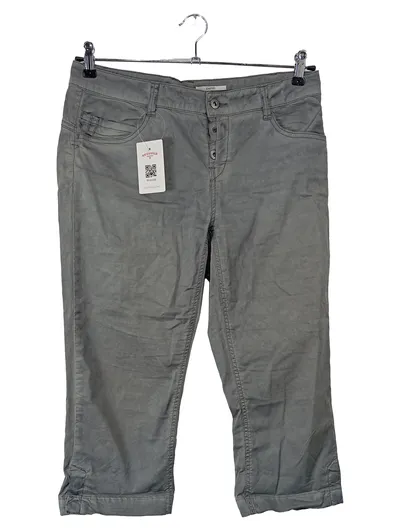 edc by Esprit Damen Capri Stoffhose Gr. 38 Grau Baumwolle