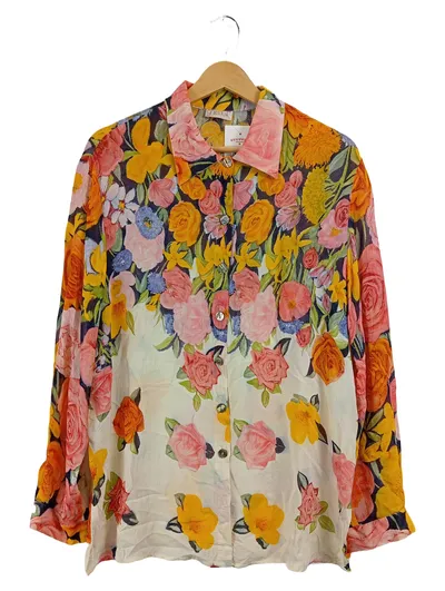 Ghiradelli Damen Bluse Mehrfarbig Blumenmuster Gr. 44 XXL Langarm