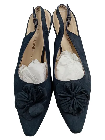 Peter Kaiser Damen Slingpumps Blumenapplikation Wildleder Blau Gr. 40.5