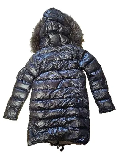 Duvetica Steppmantel Daunenmantel Damen Gr. 42 XL Schwarz Kapuze Fellbesatz