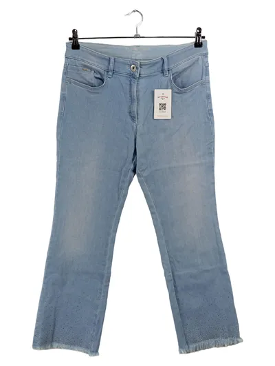 Zerres Jeans Damen Bootcut Schlaghose Strass Fransen Gr. 42 Hellblau