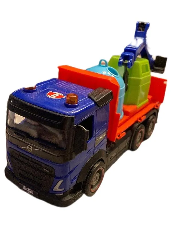 Dickie Toys Volvo Müllwagen Spielzeugauto Blau 23cm mit Kran Recycling LKW 1