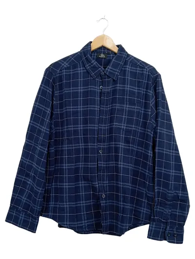 9th Avenue Karohemd Herren XL Blau Langarm Freizeithemd Baumwolle