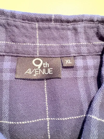 9th Avenue Karohemd Herren XL Blau Langarm Freizeithemd Baumwolle