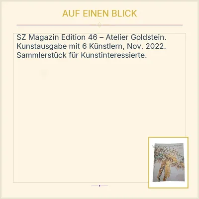 Süddeutsche Zeitung Magazin Edition 48 Atelier Goldstein Kunstausgabe