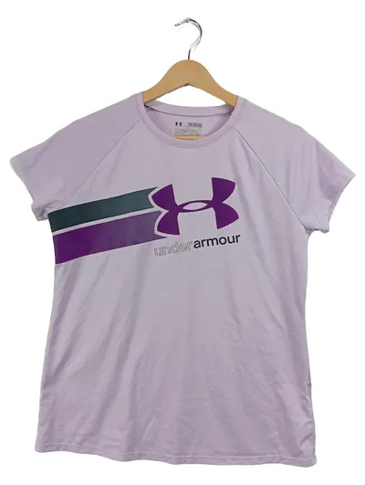 Under Armour Damen Sport Shirt T-Shirt Gr. XL Lila Logo-Print