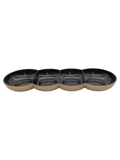 Tupperware Servierschale 4-fach Snackschale Beige Schwarz 6290A-2