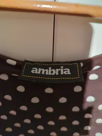 Ambria Damen Kleid Polka Dots Braun Retro Midi XXL Viskose 2