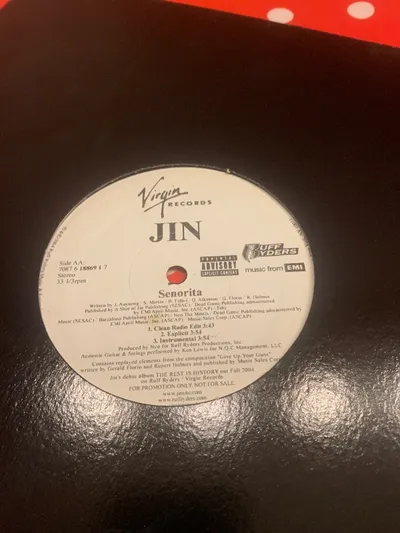 Jin Senorita Vinyl Single Promo Virgin Records Hip-Hop