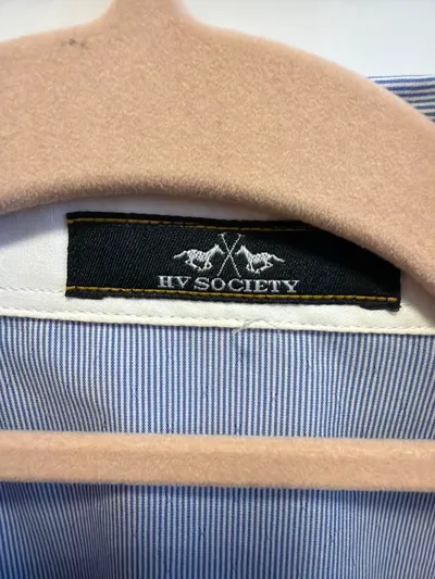 HV Society Damen Hemdbluse Blau Gestreift Langarm Baumwolle Knopfleiste Gr. XXL