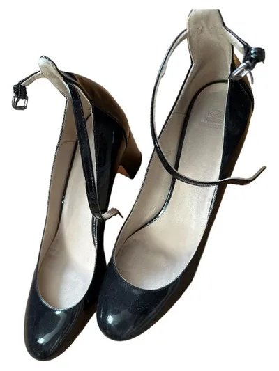 Navyboot Damen Pumps Lackleder Schwarz Riemchen Gr. 41 Elegant