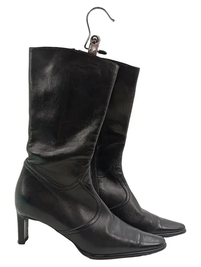Alexandra Damen Leder Stiefel Schwarz Gr. 39 Klassisch Stiletto 7cm Absatz