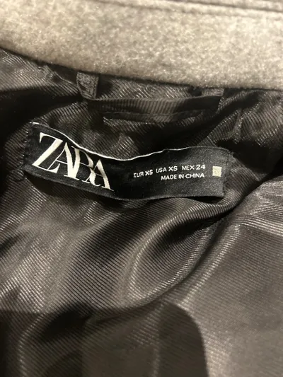 ZARA Damen Blazer Kurzmantel Jacke Grau Meliert Gr. XS 34