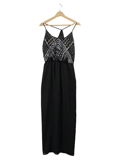 Coast Damen Abendkleid Pailletten Schwarz Gr. 38 Maxikleid Elegant