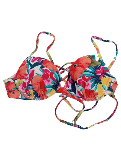 Hollister Bikini Oberteil Damen Gr. 34A XS Blumenmuster Mehrfarbig