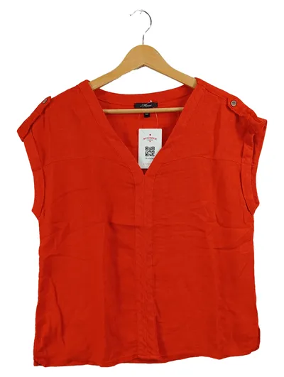 Mavi Damen Bluse Rot Kurzarm V-Ausschnitt Gr. S Casual