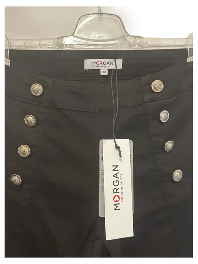 Morgan Damen Hose Schwarz Gr. 38 Skinny Zierknöpfe Reißverschluss