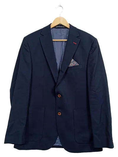 Bäumler Herren Sakko Blazer Gr. 50 L Navy Blau Business Wolle