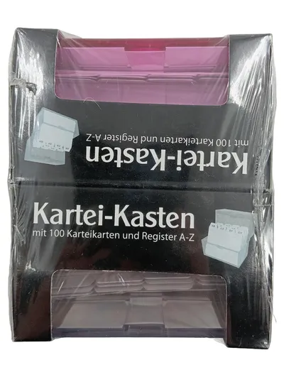 Stylex Karteikasten Rosa mit 100 Karteikarten und Register A-Z Organizer