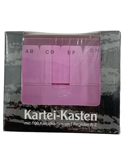 Stylex Karteikasten Rosa mit 100 Karteikarten und Register A-Z Organizer