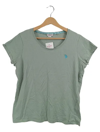 U.S. Polo Assn. Damen T-Shirt Grün Gr. 40 L Basic Kurzarm Baumwolle