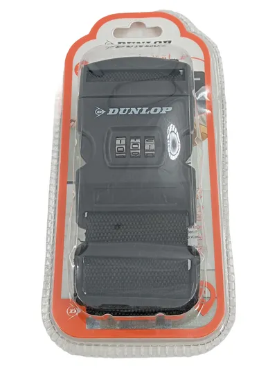 Dunlop Koffergurt Gepäckband Kofferanhänger mit Zahlenschloss Schwarz
