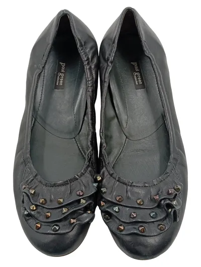 Paul Green Ballerinas Damen Leder Schwarz Nieten Rüschen Gr. 39