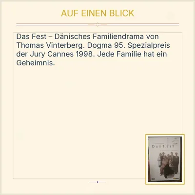 Das Fest DVD Thomas Vinterberg Arthaus Drama Dogma 95 Cannes 1998