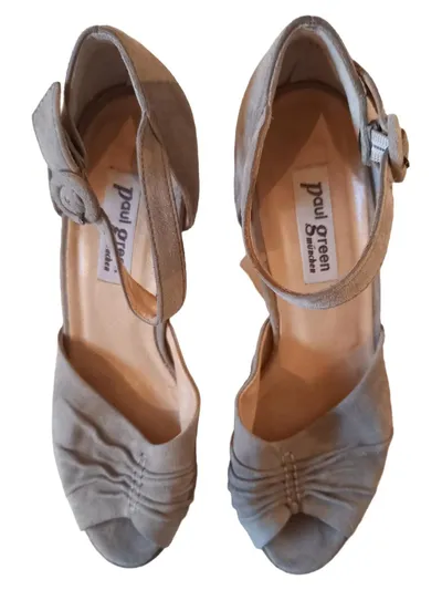 Paul Green Sandaletten Damen Gr. 37 Beige Wildleder Riemchen Pumps