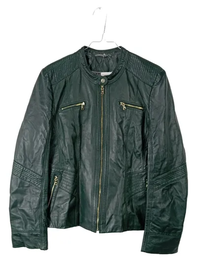 Gerry Weber Damen Lederjacke Biker Stil Grün Gr. 40 L