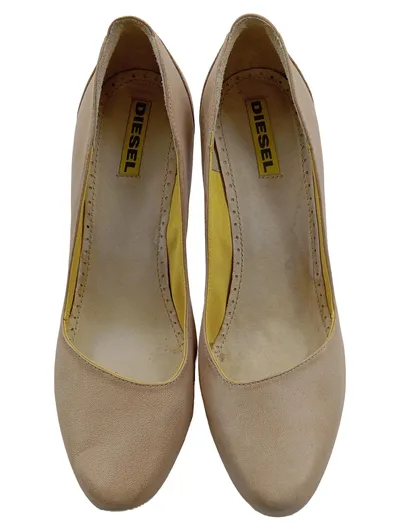Diesel Damen Pumps Leder Beige Gr. 39 Absatzschuhe Elegant Klassisch